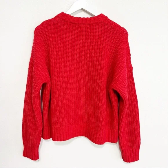 BOGO! Madewell Everett Rib-Play Pullover Sweater Red Size Medium - Picture 6 of 10
